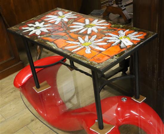 A 1960s tile top table by Alice Colonieu W.81cm